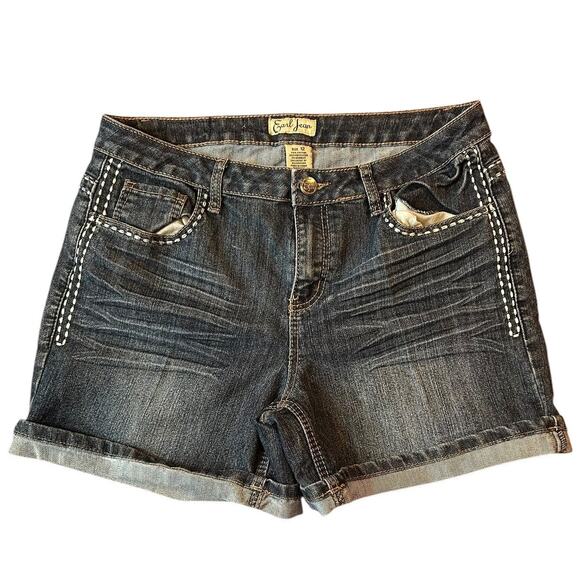 EARL JEAN Embellished Embroidered Western Cowboy Cowgirl Denim Shorts Women's 12 - Picture 1 of 8